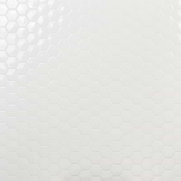 Nabi Hexagon Glacier White 3" Crackled Glossy Glass Mosaic Tile