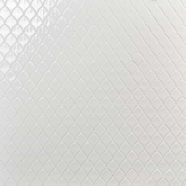 Nabi Fishscale Glacier White 3x4" Crackled Glossy Glass Mosaic Tile