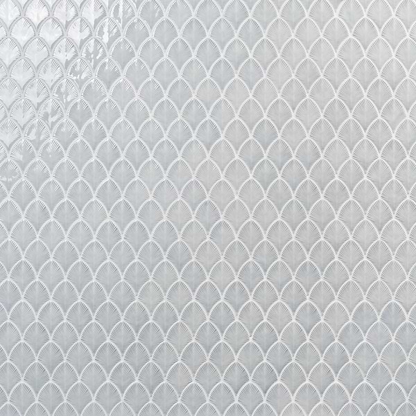 Nabi Fishscale Arctic Blue 3x4" Crackled Glossy Glass Mosaic Tile