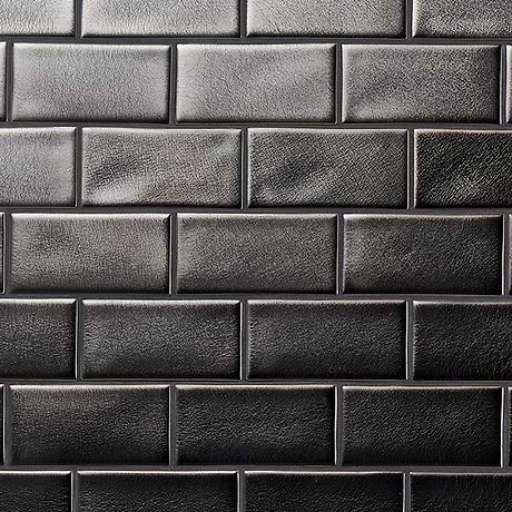Nabi Subway Metallic Gunmetal Gray 3x6 Matte Glass Tile