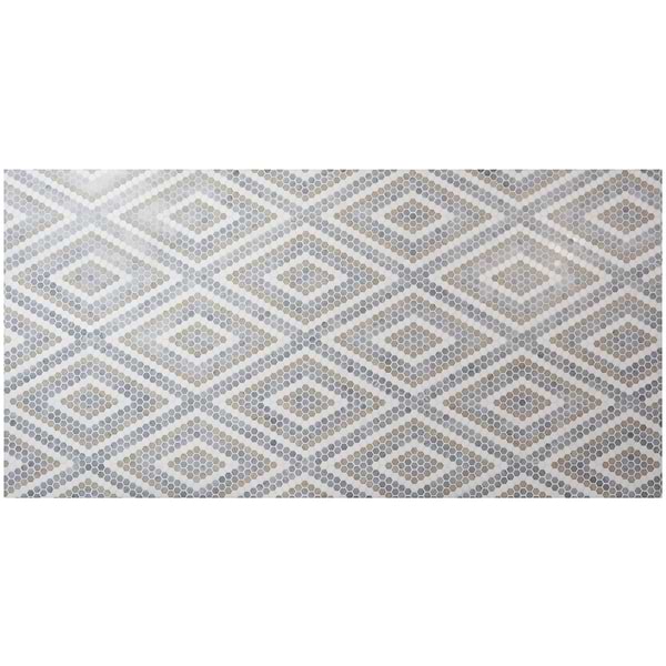 Juno Diamond Beige and Gray 1" Hexagon Polished Marble Mosaic Tile