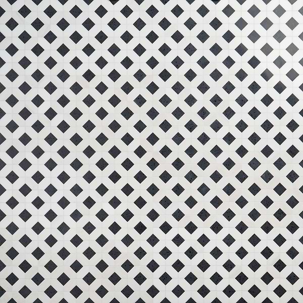 Cleopatra Diamond Pepper Black Terrazzo and Bianco White Marble Polished Mosaic Tile