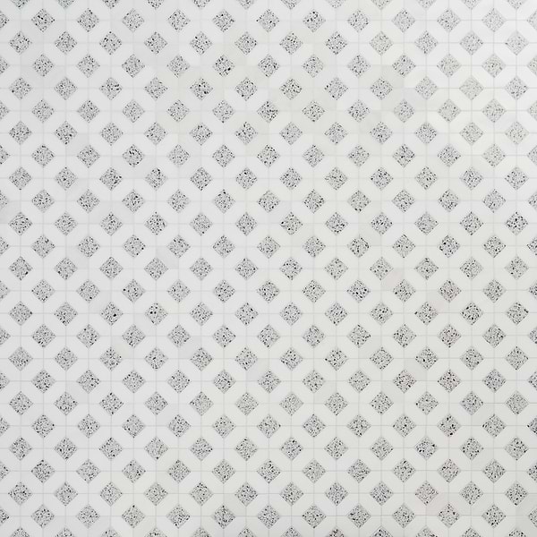 Cleopatra Diamond Truffle White Terrazzo and Bianco White Marble Polished Mosaic Tile