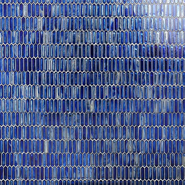 Komorebi Picket Athens Blue 1x3 Polished Glass Mosaic Tile