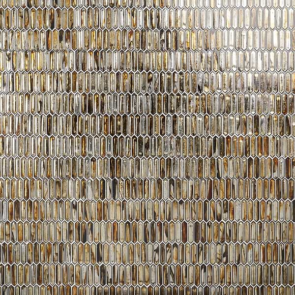 Komorebi Picket Golden Honey 1x3 Polished Glass Mosaic Tile