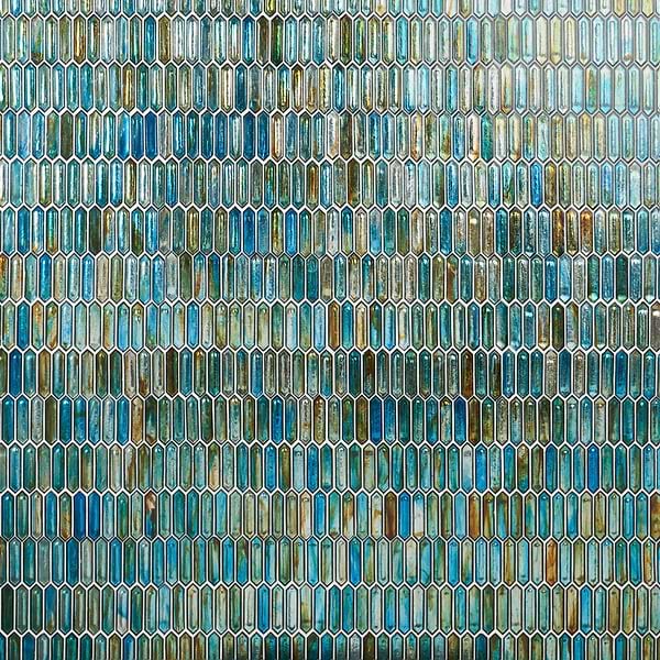 Komorebi Picket Juneau Spring Multicolor 1x3 Polished Glass Mosaic Tile
