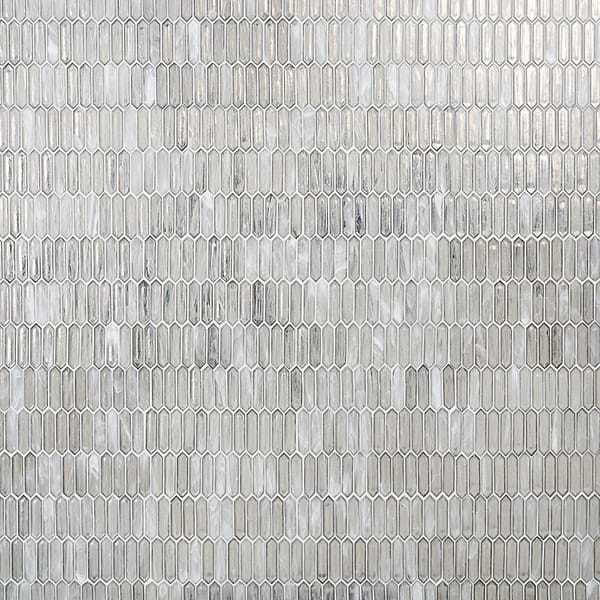 Komorebi Picket Mineral Ice Gray 1x3 Polished Glass Mosaic Tile
