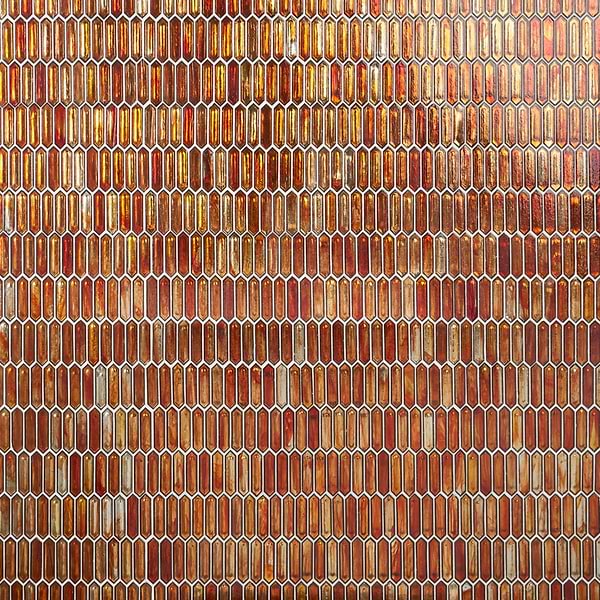 Komorebi Picket Bonfire Red 1x3 Polished Glass Mosaic Tile