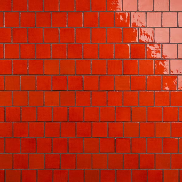 Emery Orange 4x4 Square Handmade Crackled Glossy Terracotta Tile