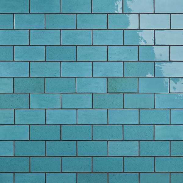 Emery Blue 4x8 Handmade Crackled Glossy Terracotta Subway Tile