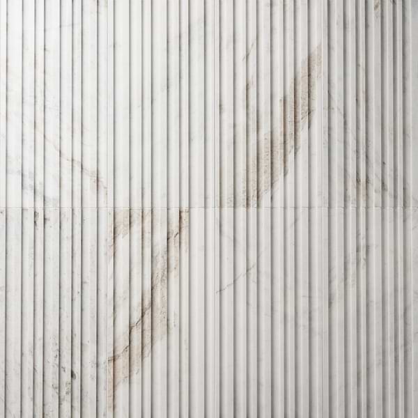 Stonework Barcode Alaska White 12x24 3D Polished Marble Tile