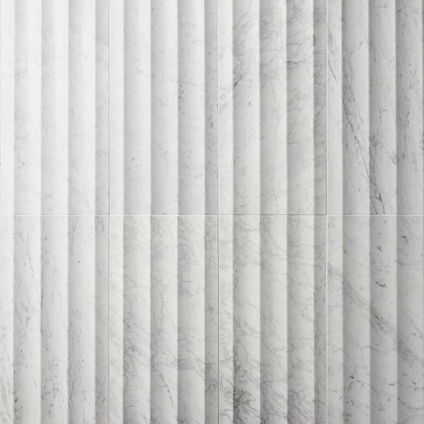 Stonework Fluted Carrara White 12x24 3D Honed Marble Tile