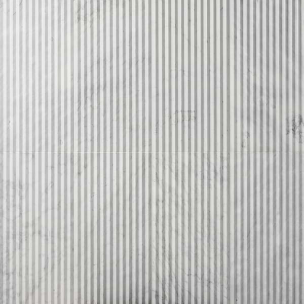 Stonework Peak Carrara White 12x24 3D Satin Marble Tile