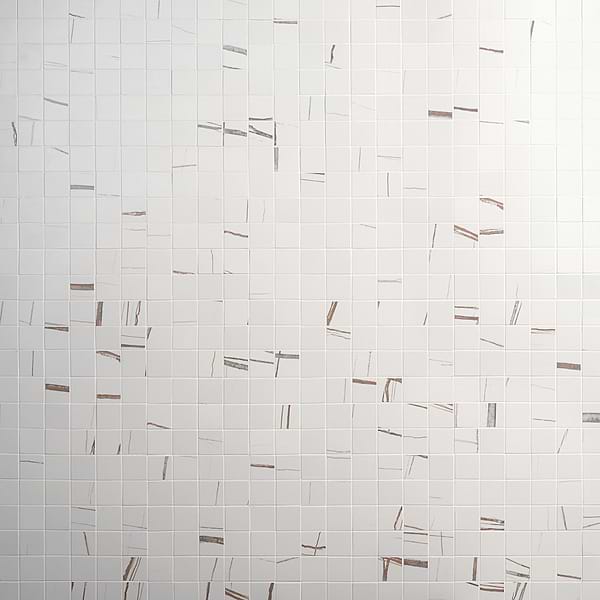 Minera Sahara Blanco White 2x2 Marble Look Matte Mosaic Tile