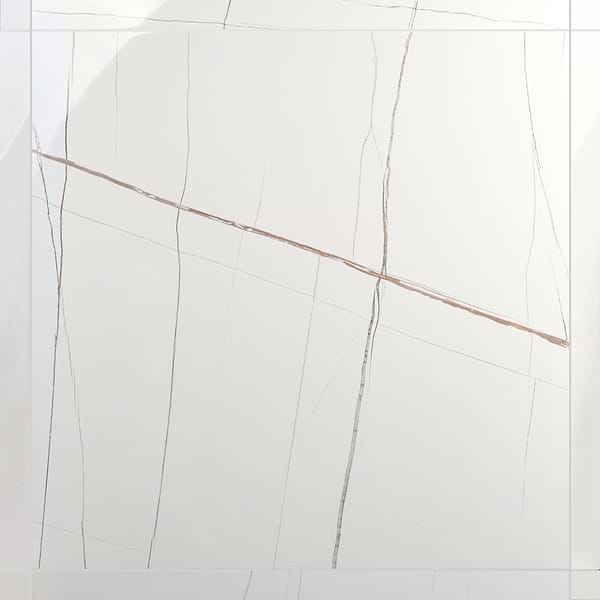Minera Sahara Blanco White 48x48 Marble Look Polished Porcelain Tile