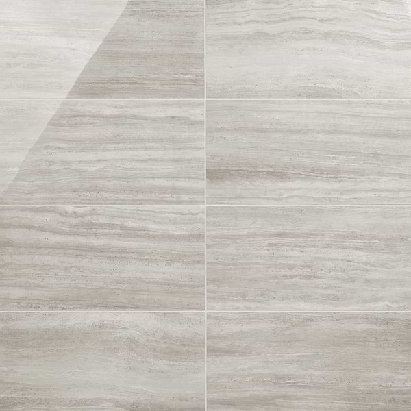 Nashville Gray 12x24 Travertine Look Polished Porcelain Tile