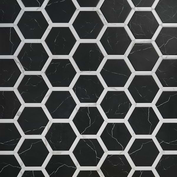 Sagon Nero Black 9" Hexagon Matte Porcelain Tile