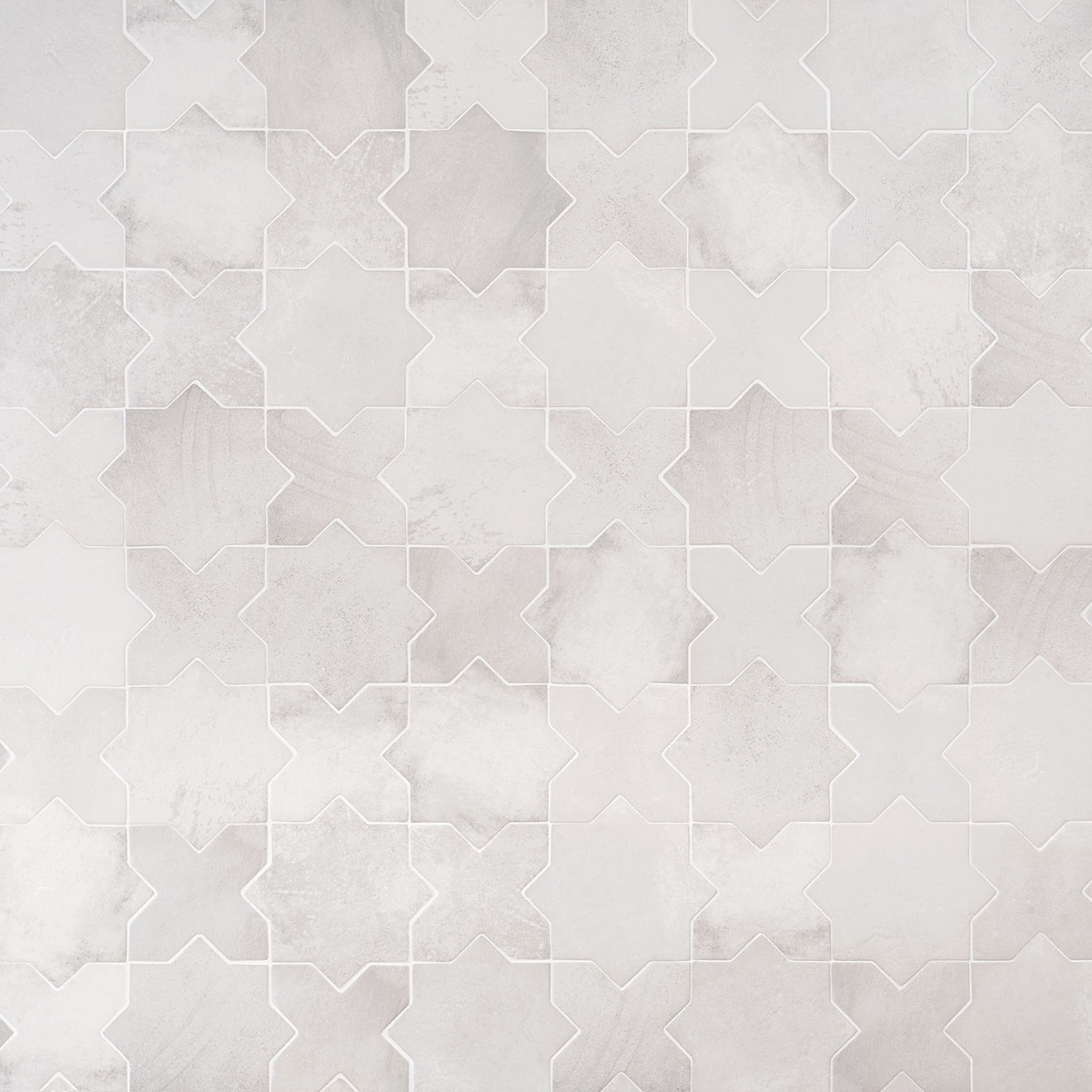 Parma White Matte Star and White Matte Cross 6" Terracotta Look Porcelain Tile