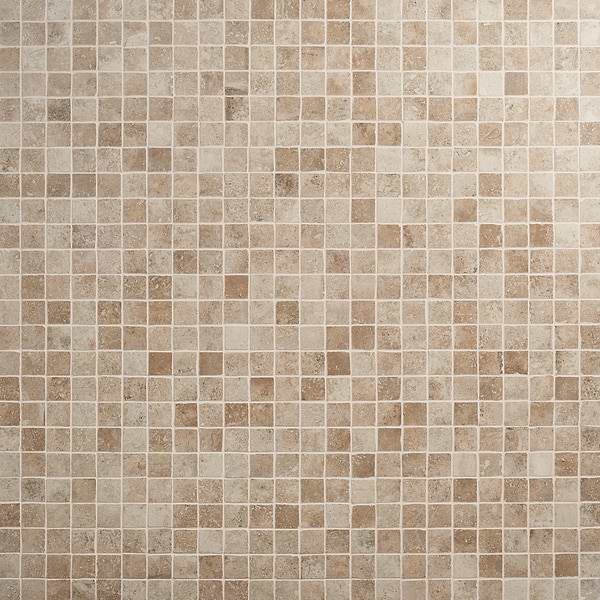 Seville Delfi Dark Beige 2x2 Travertine Look Matte Porcelain Mosaic Tile