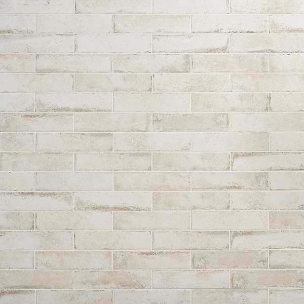 Sample-Seville Olimpia White 3x12 Travertine Look Matte Porcelain Tile