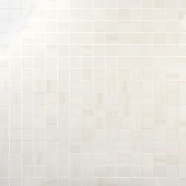 Minera Dolomite Warm White 3" Square Marble Look Polished Porcelain Mosaic Tile