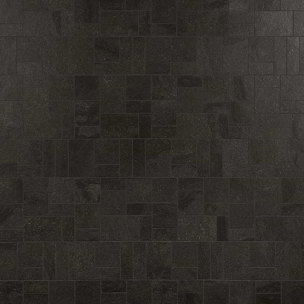 Acadia French Pattern Charcoal Black Limestone Look Matte Porcelain Mosaic Tile