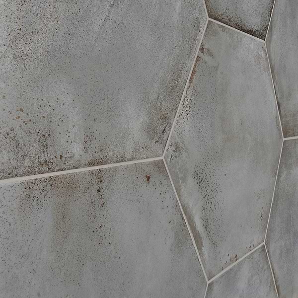 Angela Harris Flatiron Gray 20" Large  Hexagon Matte Porcelain Tile