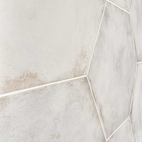 Angela Harris Flatiron White 20" Large Hexagon Matte Porcelain Tile