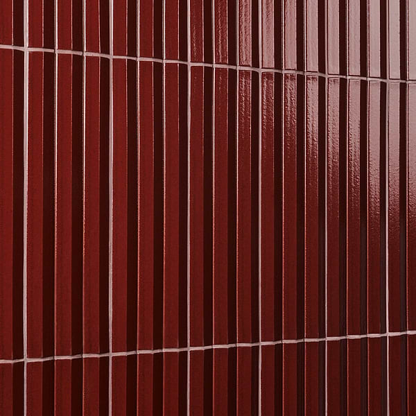 Ponto Ruby Red Fluted 5x16 3D Polished Porcelain Tile