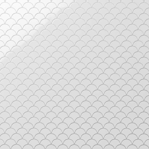 Serenity White 3" Fish Scale Polished Porcelain Mosaic Tile