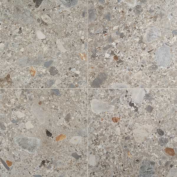 Rizo Earth Gray 24x24 Terrazzo Look Matte Porcelain Tile