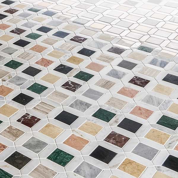 Nola Multicolor 2x2 Polished Marble Mosaic Tile in Multicolor, View 4, open zoomed image