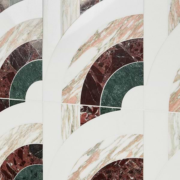 Elizabeth Sutton Arc Vertical Passion Multicolor 12x12 Polished Marble Mosaic Tile