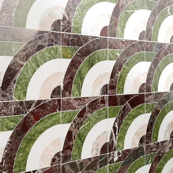 Elizabeth Sutton Arc Horizontal Rainbow Multicolor 12x12 Polished Marble Mosaic Tile