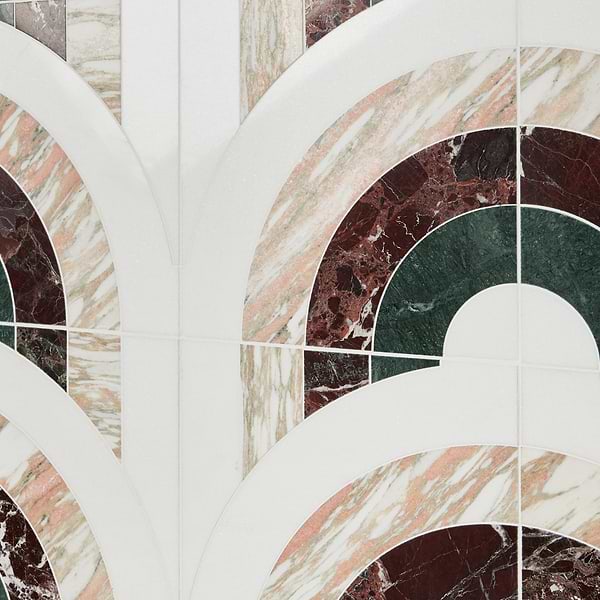 Elizabeth Sutton Arc Semi-Circle Passion Multicolor 12x12 Polished Marble Mosaic Tile