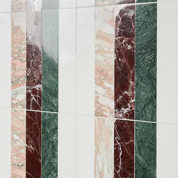 Elizabeth Sutton Arc Linear Passion Multicolor 12x12 Polished Marble Mosaic Tile