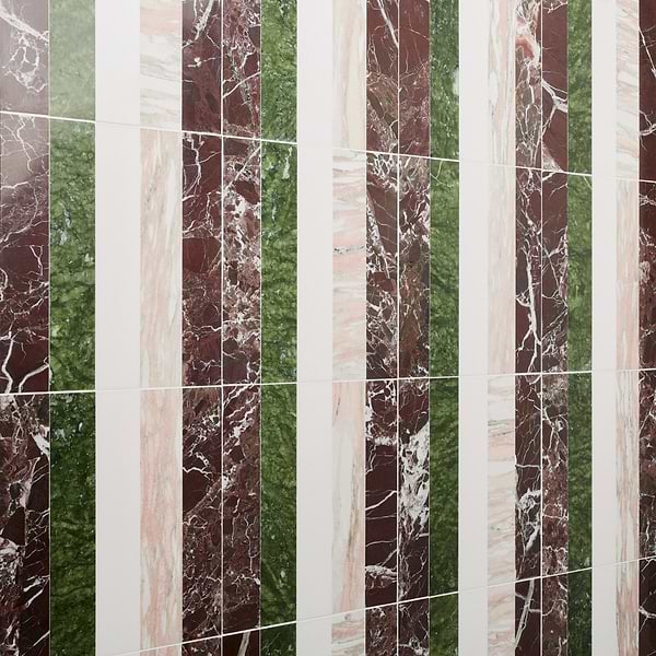 Elizabeth Sutton Arc Linear Rainbow Multicolor 12x12 Polished Marble Mosaic Tile