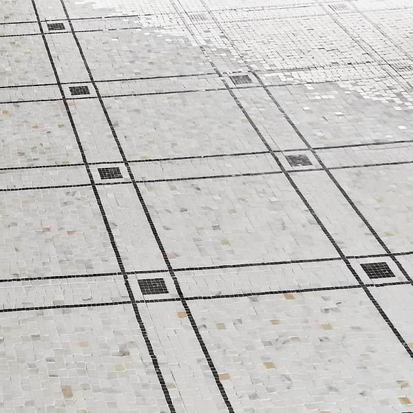 Lattica Calacatta Gold Polished Marble Micro Mosaic Tile in White, Black, View 4, open zoomed image