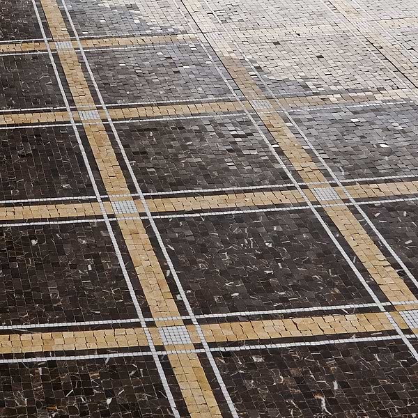 Lattica Saint Laurent Polished Marble Micro Mosaic Tile in Brown, White, View 4, open zoomed image