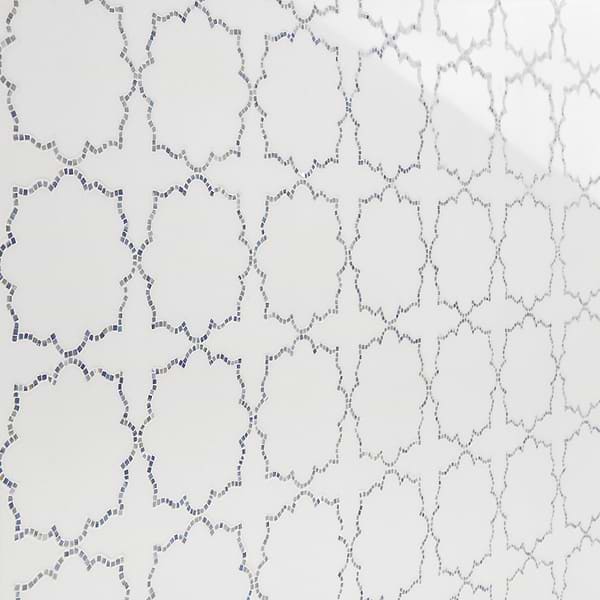 Ellsen Thassos and Blue Macauba Polished Marble Mosaic Tile by Kravet in White, Blue, View 4, open zoomed image