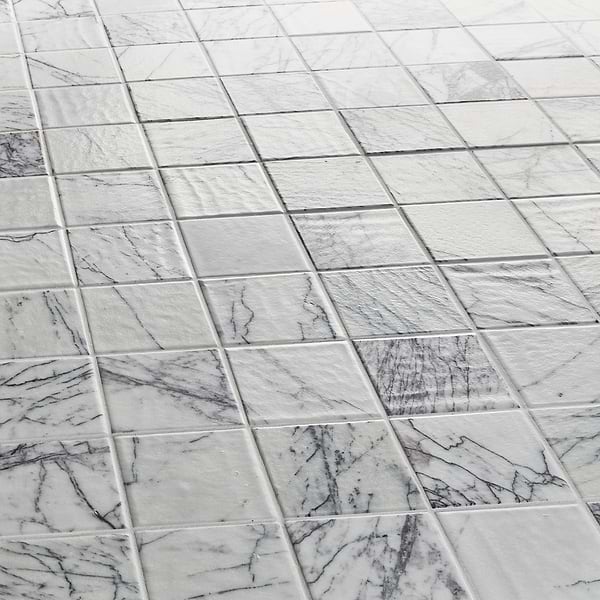 Velour Lilac 4x4 Leather Marble Tile in White, Purple, View 4, open zoomed image