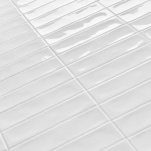 Lancaster Bianco White 3x12 Polished Ceramic Subway Wall Tile
