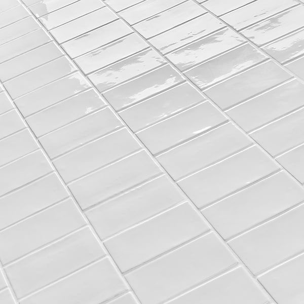 Lancaster Bianco White 3x6 Polished Ceramic Wall Tile