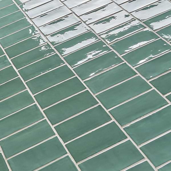 Lancaster Open Seas Green 3x6 Polished Ceramic Wall Tile