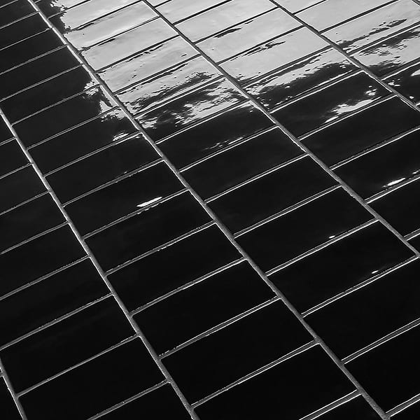 Lancaster Noir Black 3x6 Polished Ceramic Wall Tile