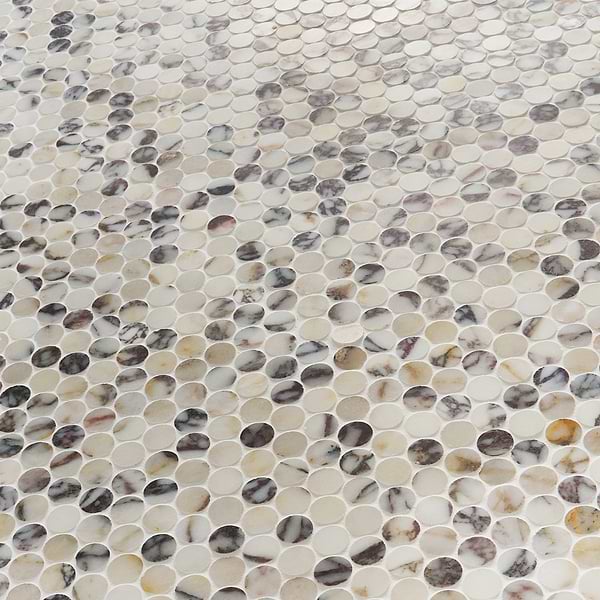 Calacatta Viola Premium 1" Penny Round Honed Marble Mosaic Tile