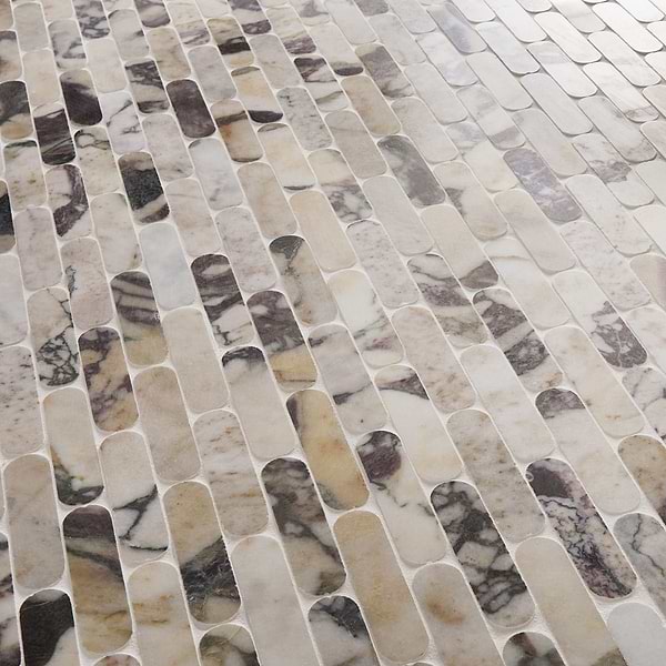Calacatta Viola Premium 1x4 Pill Honed Marble Mosaic Tile