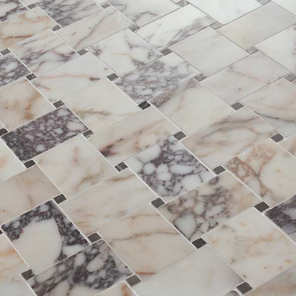 Calacatta Monet 2x3 Basketweave Honed Marble Mosaic Tile