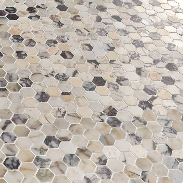 Calacatta Monet 1" Hexagon Honed Marble Mosaic Tile