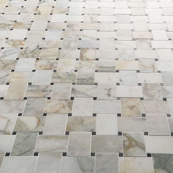 Calacatta Verde Premium 2x3 Basketweave Honed Marble Mosaic Tile